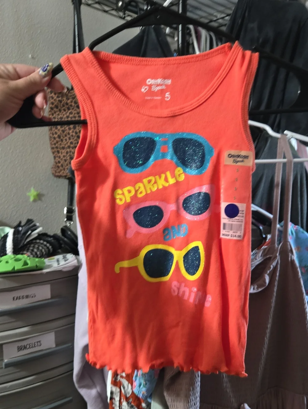 OshKosh B'gosh Orange Tank with Glitter Sunglasses